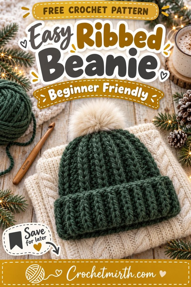 Easy Ribbed Crochet Beanie Pattern – Free Beginner Pattern