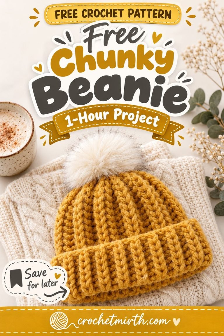 Free Chunky Ribbed Crochet Beanie Pattern: Easy 1-Hour Project