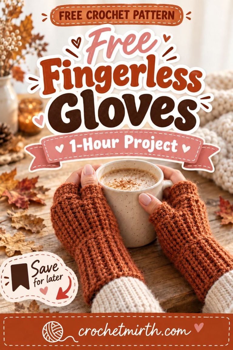 Free Easy Crochet Fingerless Gloves Pattern (1-Hour Project!)