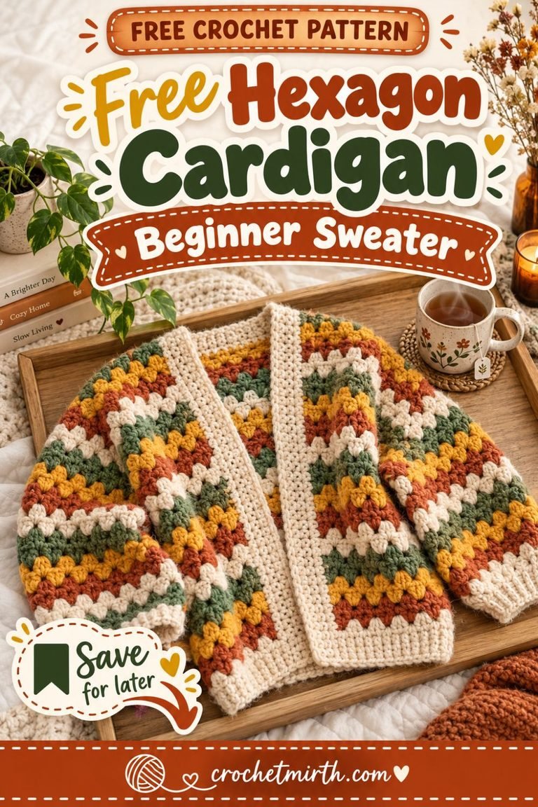 Free Easy Hexagon Crochet Cardigan Pattern (Beginner-Friendly!)