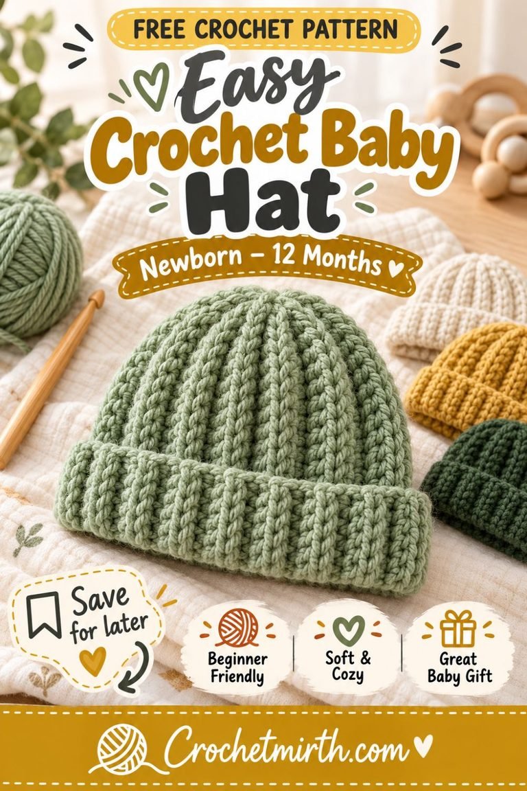 Crochet Baby Hat Pattern – Newborn to 12 Months