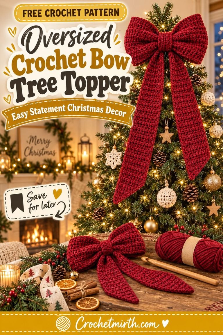 Crochet Bow Christmas Tree Topper Pattern – Oversized Holiday Bow
