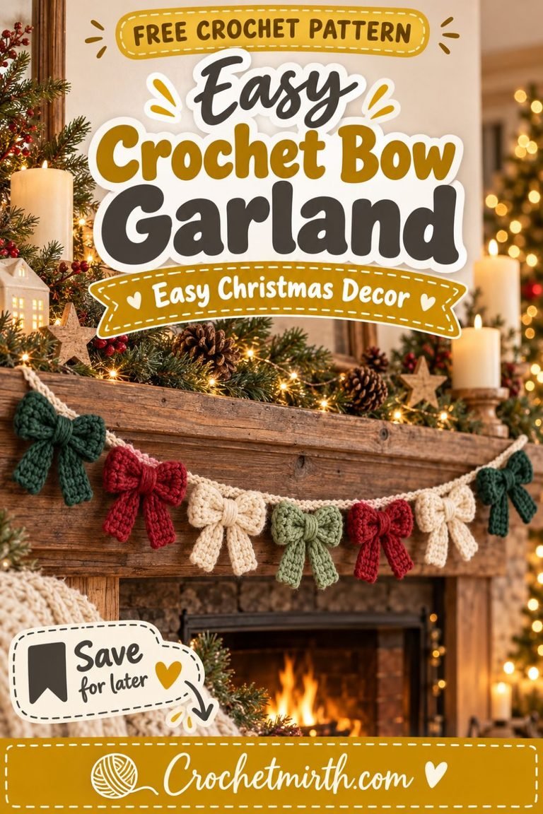 Crochet Bow Garland Pattern – Easy Christmas Bow Garland for Your Mantel