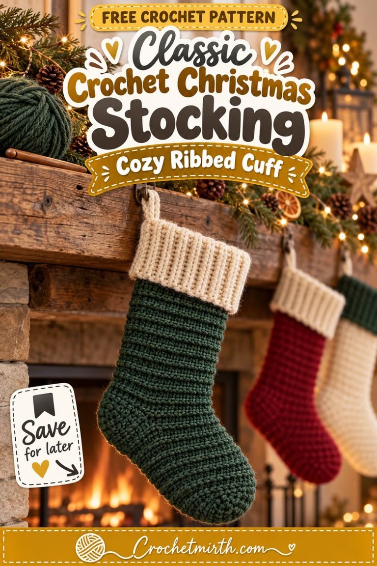 Crochet Christmas Stocking Pattern – Classic Ribbed Stocking with Cuff