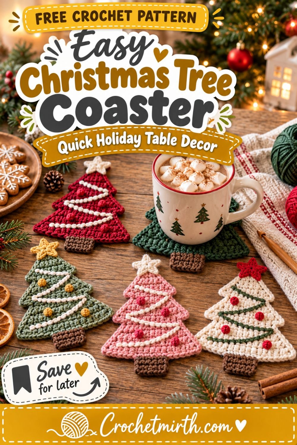 Crochet Thread Edging Patterns Crochet Christmas Tree Coaster Pattern – Easy Holiday Table Decor ...