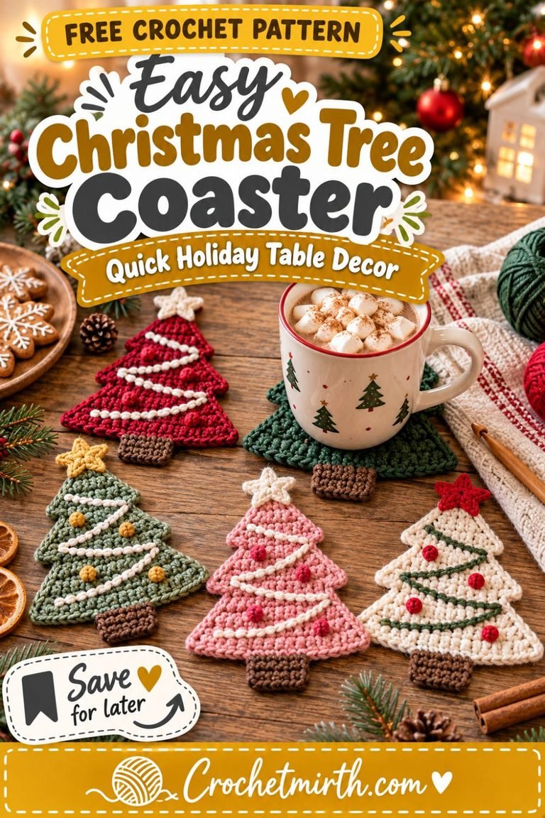 Crochet Christmas Tree Coaster Pattern – Easy Holiday Table Decor