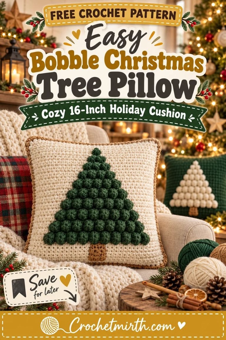 Crochet Christmas Tree Pillow Pattern – Easy Bobble Tree Cushion