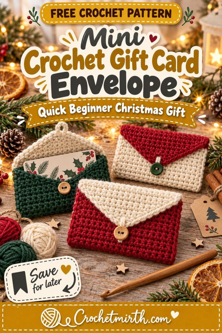 Crochet Gift Card Holder Pattern – Mini Christmas Envelope for Beginners