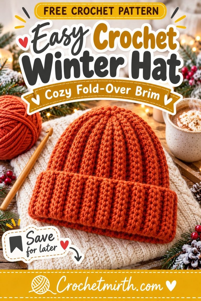 Crochet Hat Pattern with Fold-Over Brim – Easy Winter Beanie