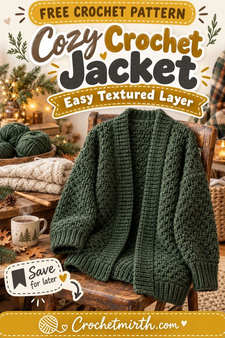 Crochet Jacket Pattern – Cozy Textured Fall-to-Winter Layer