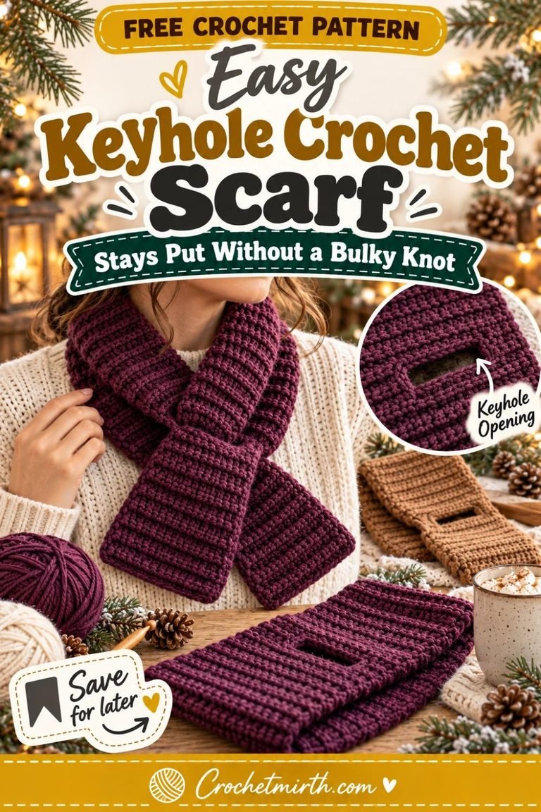 Crochet Keyhole Scarf Pattern – Beginner Scarf That Stays Put
