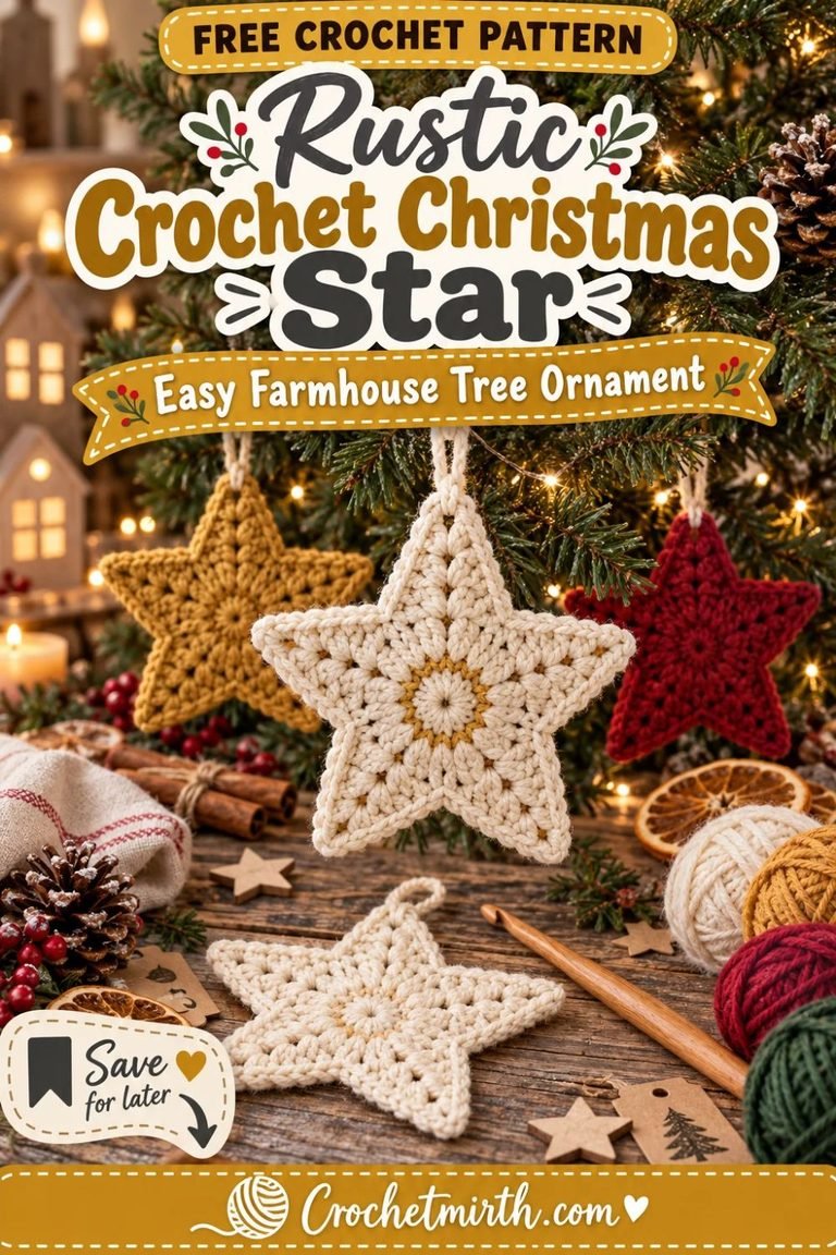 Crochet Star Ornament Pattern – Rustic Farmhouse Christmas Star