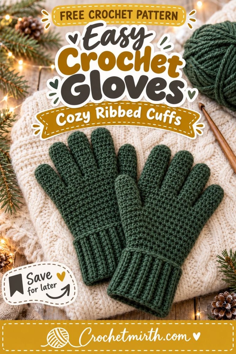 Easy Crochet Gloves Pattern with Cozy Ribbed Cuffs