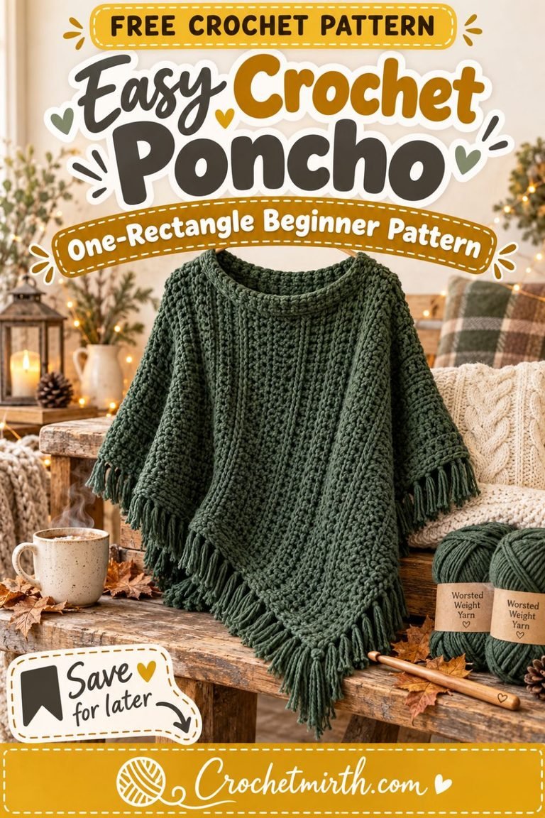 Easy Crochet Poncho Pattern – One-Rectangle Beginner Poncho