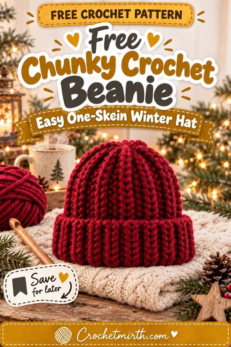 Free Chunky Crochet Beanie Pattern – Easy One-Skein Winter Hat