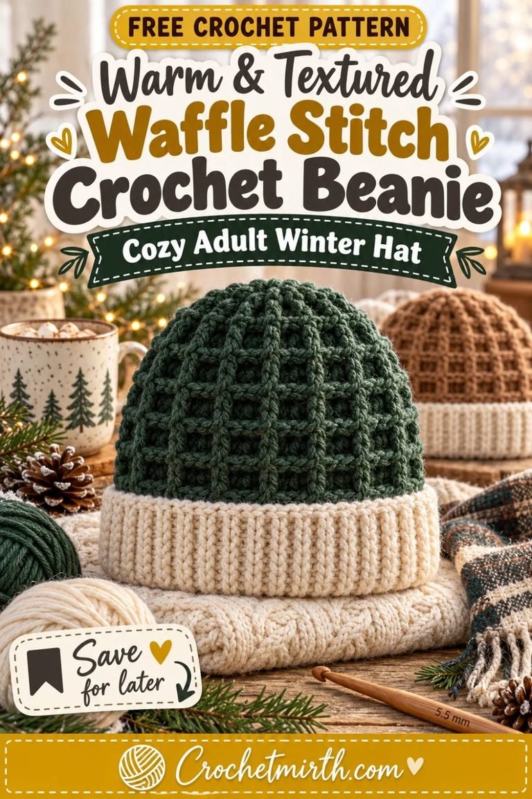 Free Waffle Stitch Crochet Beanie Pattern – Warm Textured Winter Hat