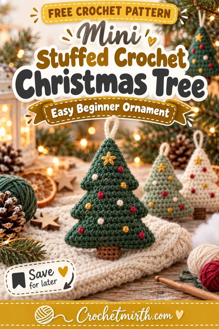Mini Stuffed Crochet Christmas Tree Ornament – Easy Beginner Pattern