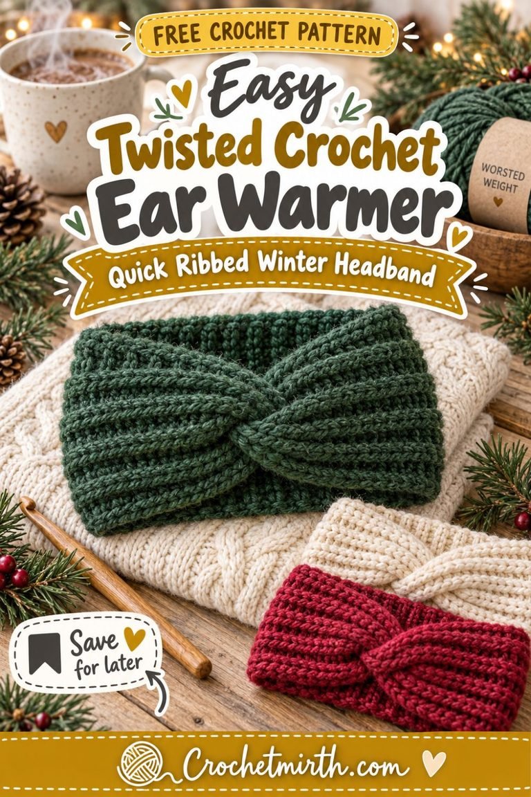 Twisted Crochet Ear Warmer Pattern – Easy Ribbed Winter Headband